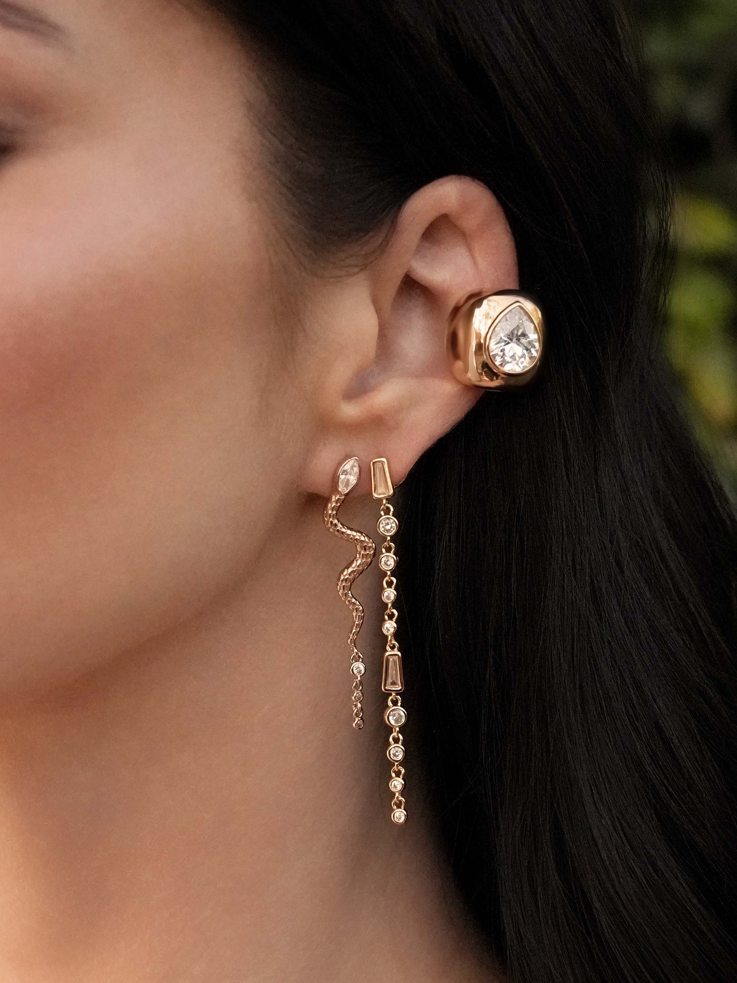 Bold Crystal Ear Cuff on model 5