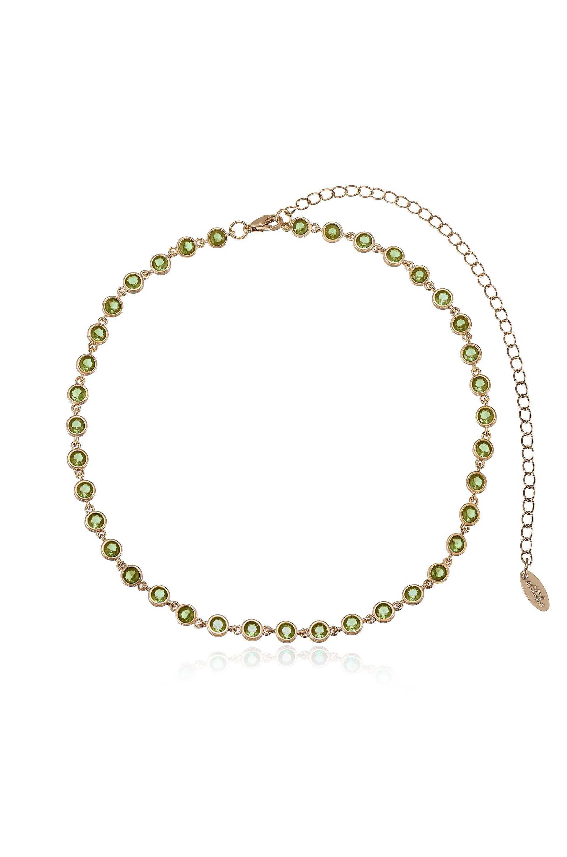 Crystal Disc and 18k Gold Plated Link Necklace