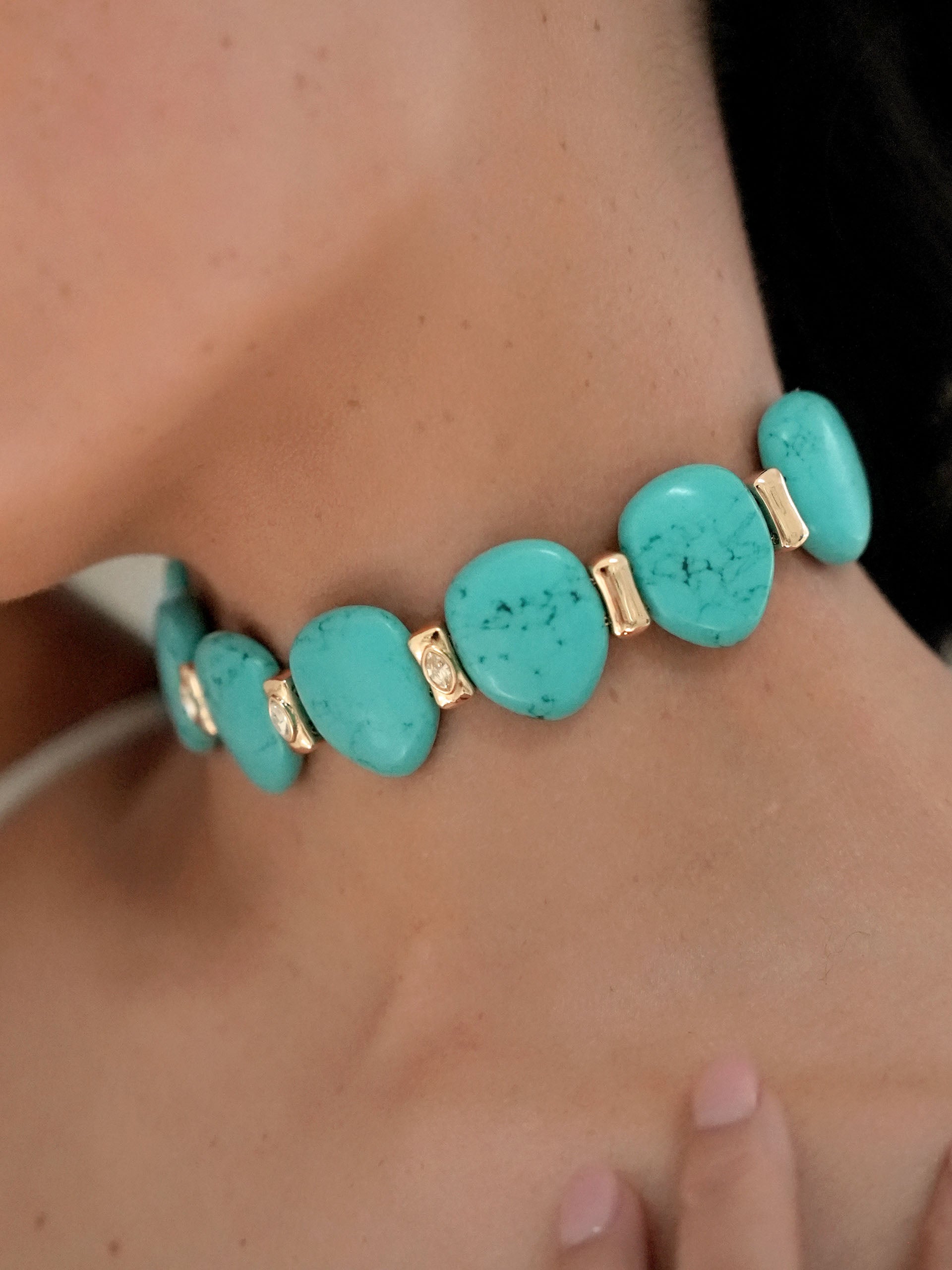 Turquoise Solstice Choker on model