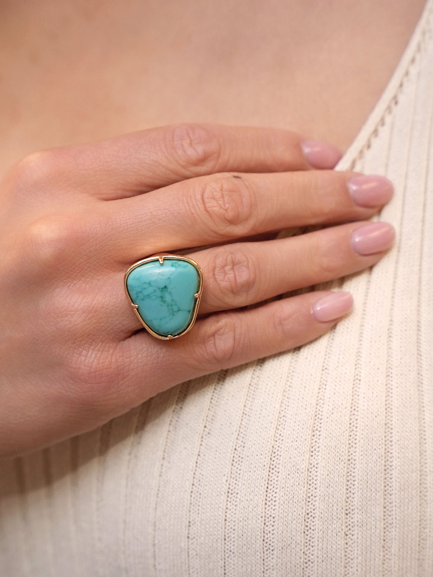 Turquoise Solstice Ring on model