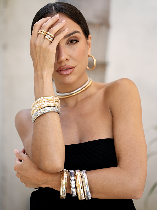 model in flex bracelets