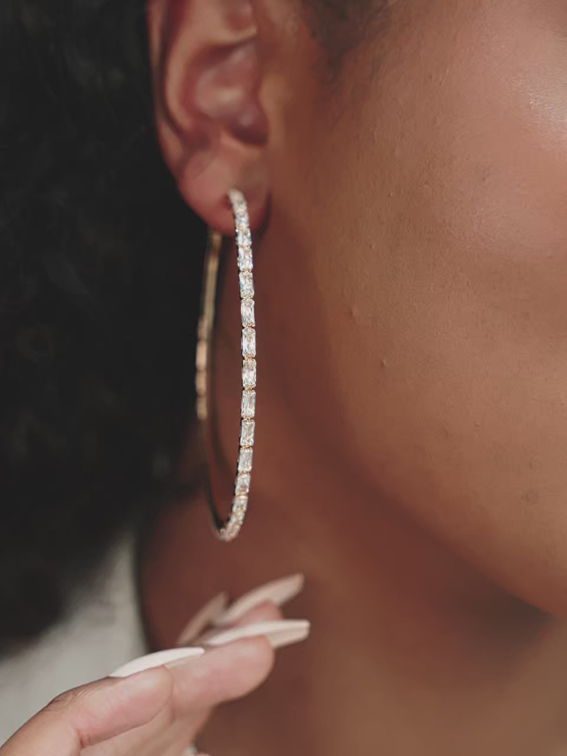 Crystal All Around Hoop Earrings video