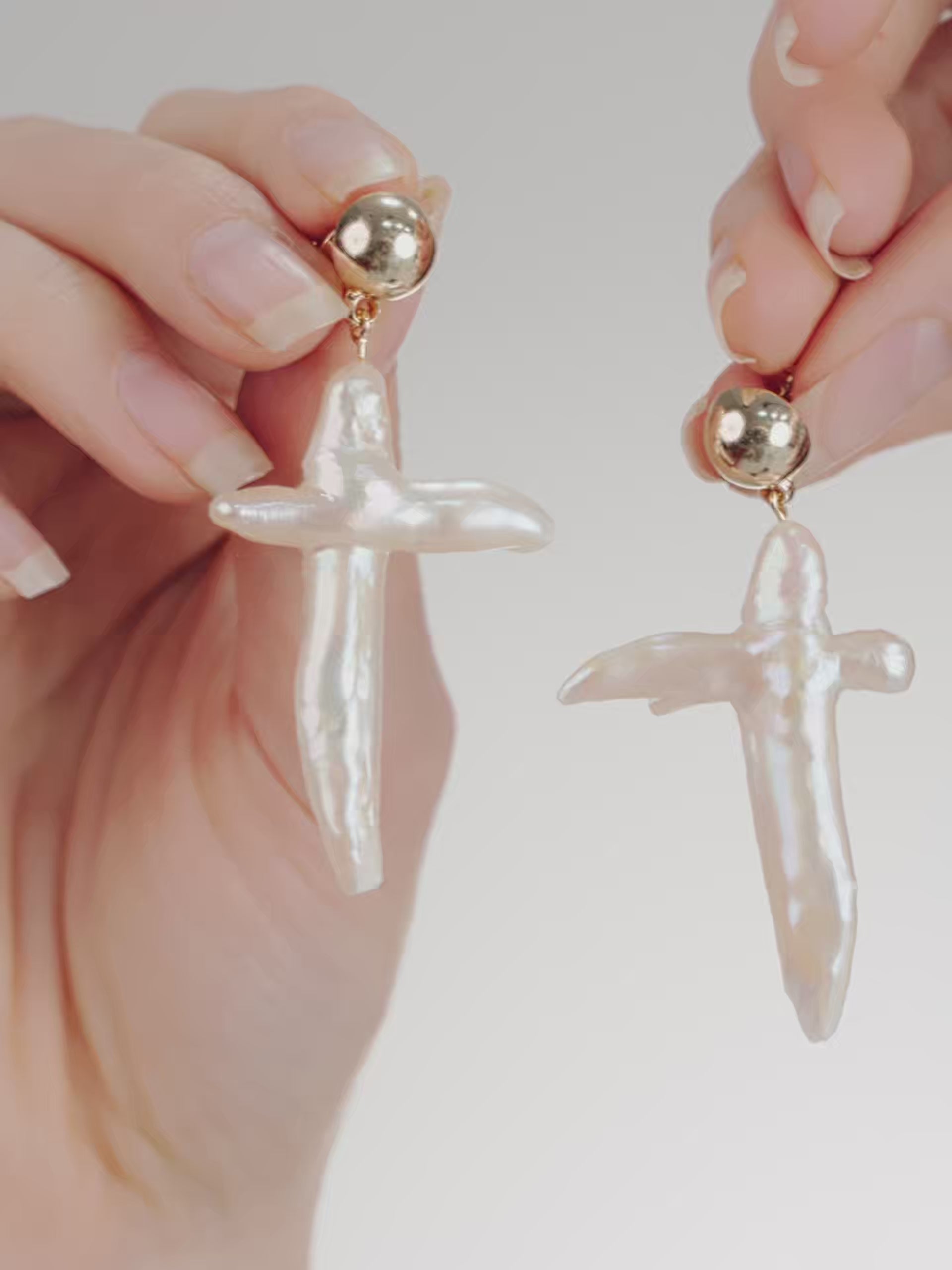 Organic Freshwater Pearl Cross Earrings video