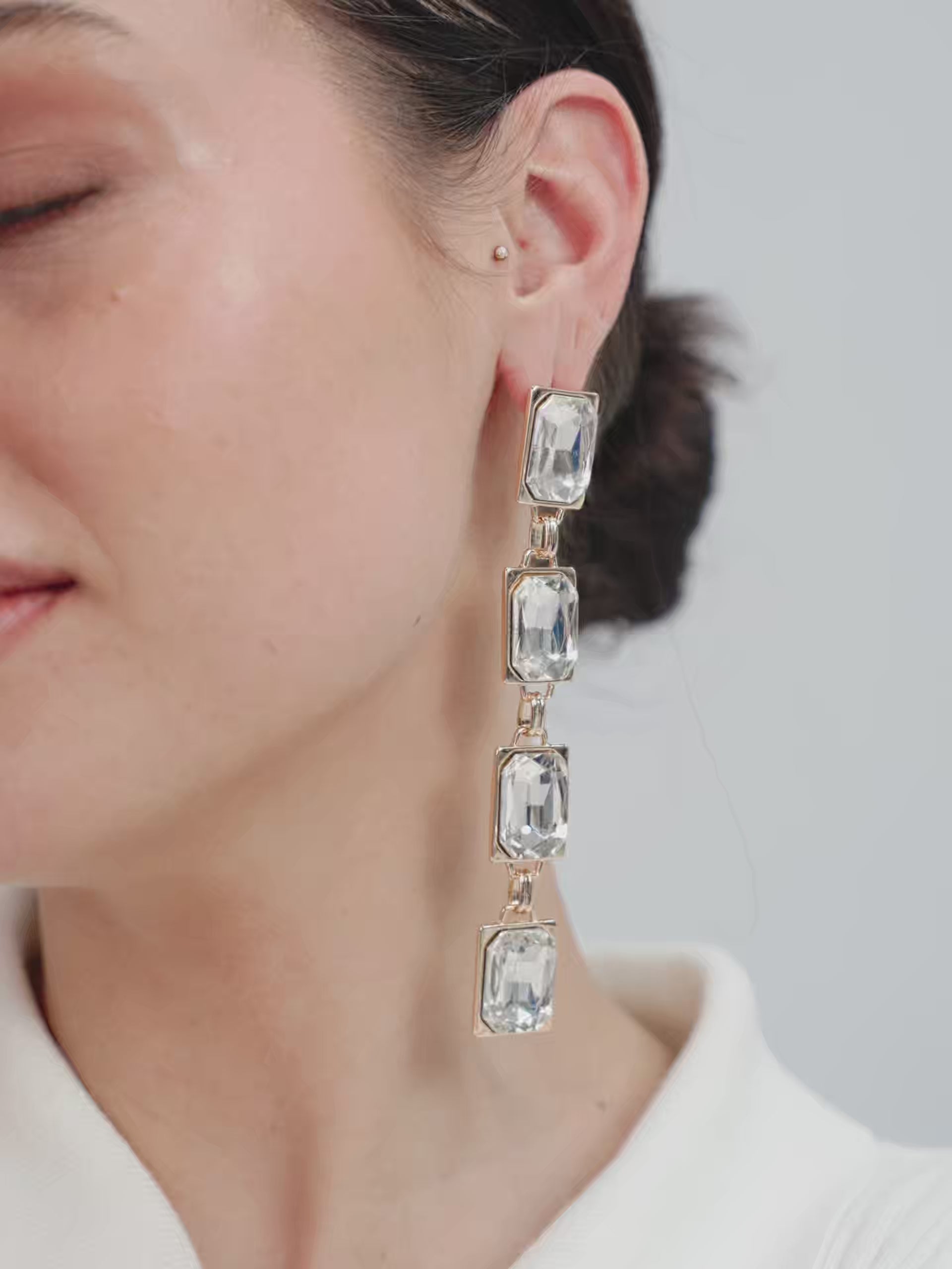 Four Crystal Stone Drop Earrings video