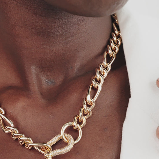 Cuffed Love Chain Link Necklace on model in video