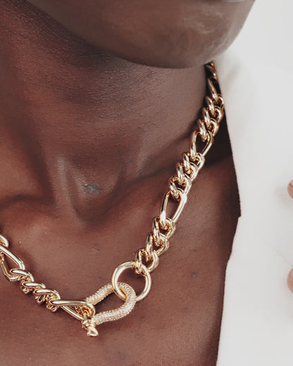 Cuffed Love Chain Link Necklace on model in video