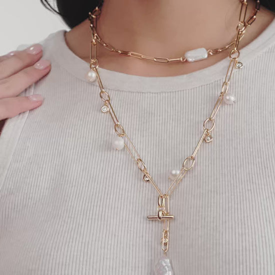 Deep Water Pearl Lariat Necklace video