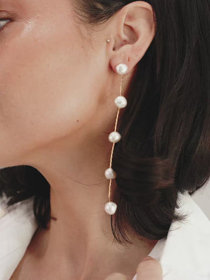 Dripping Pearl Delicate Drop Earrings video