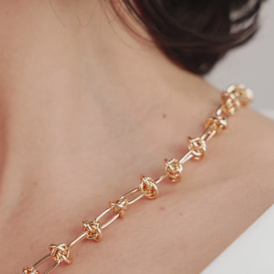 Knotted Chain 18k Gold Plated Necklace video