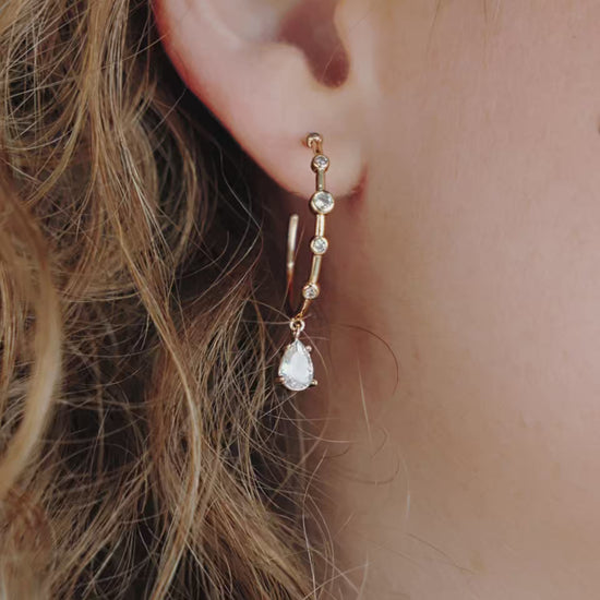 Delicate Crystal Charm Hoop Earrings video