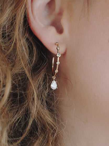 Delicate Crystal Charm Hoop Earrings video