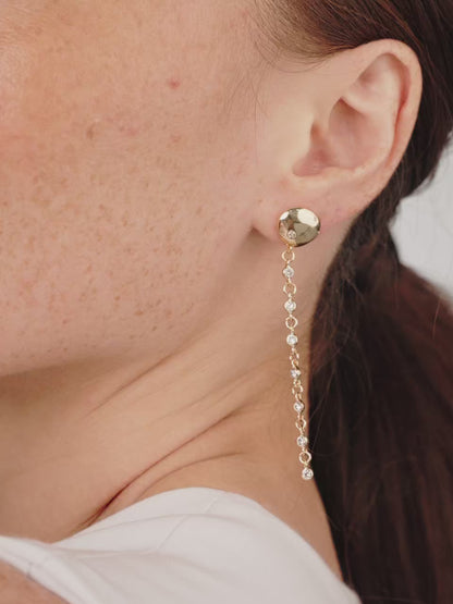 Polished Pebble Linear Chain Earrings