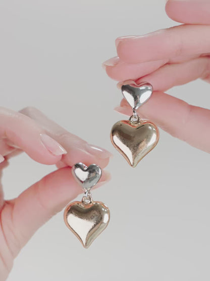 Mixed Metal Heart Earrings