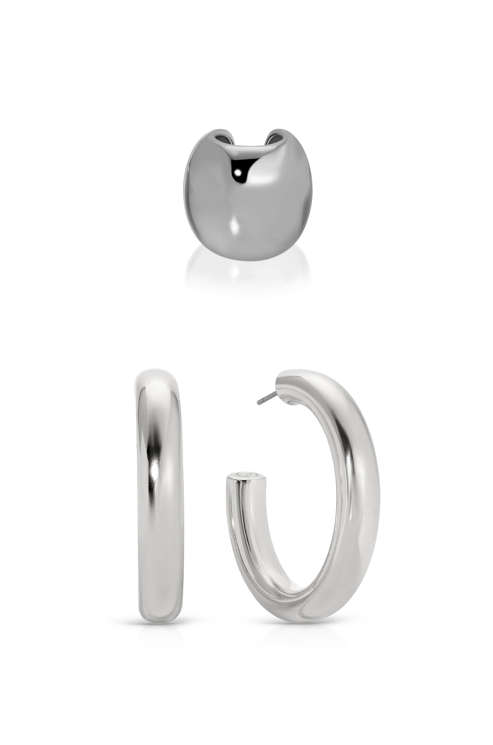 Thick Medium Hoops (1.5") and Chunky Cuff Set option 4