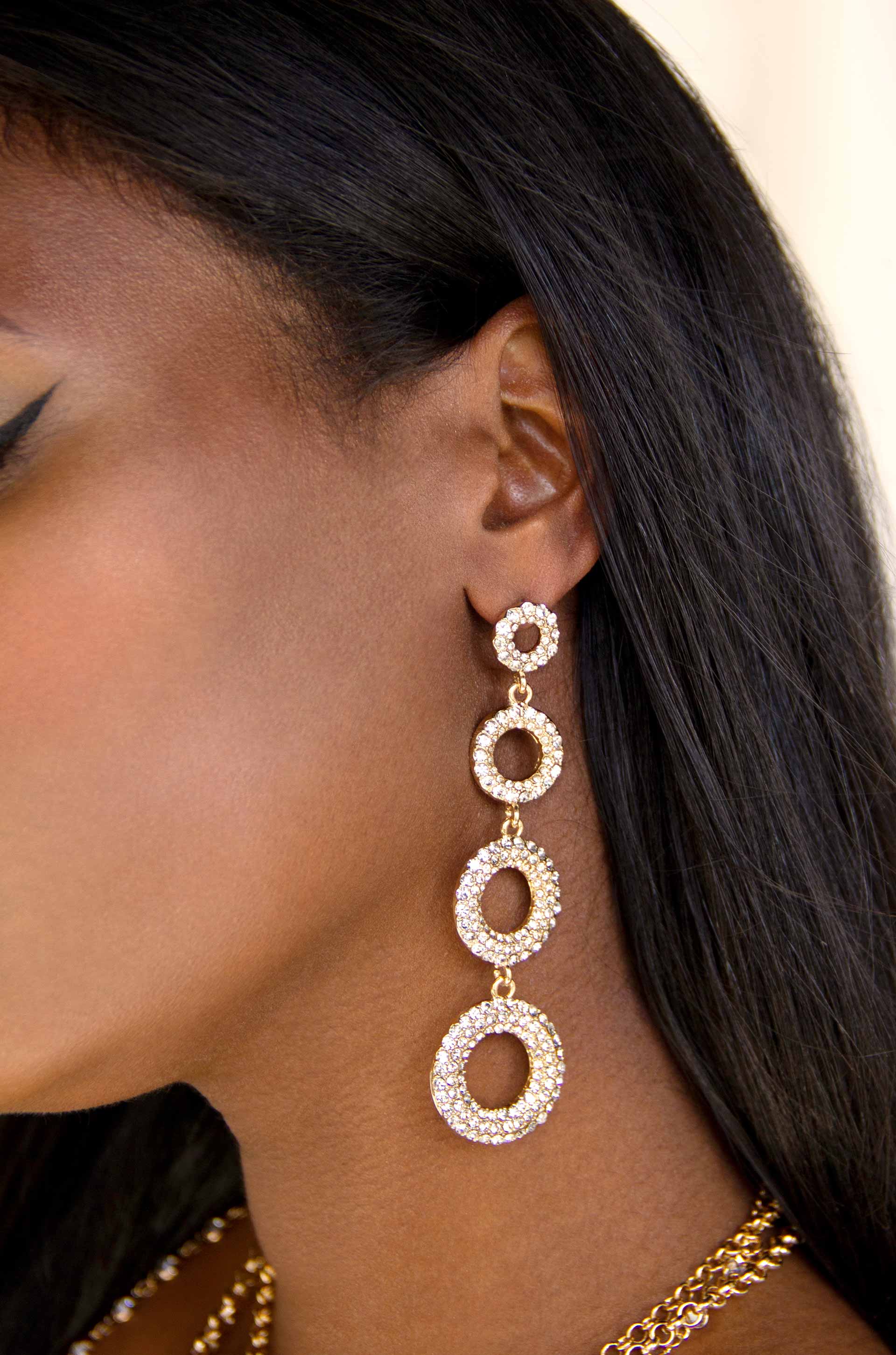 Hetal - Sparkling Crystal & Black Clover Earrings - 18k Gold