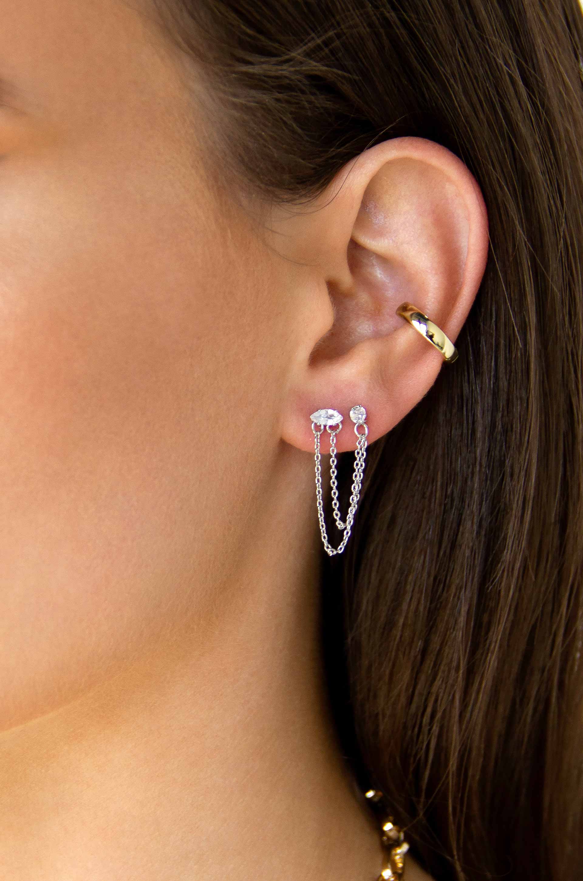 Two piercing earring on sale chain