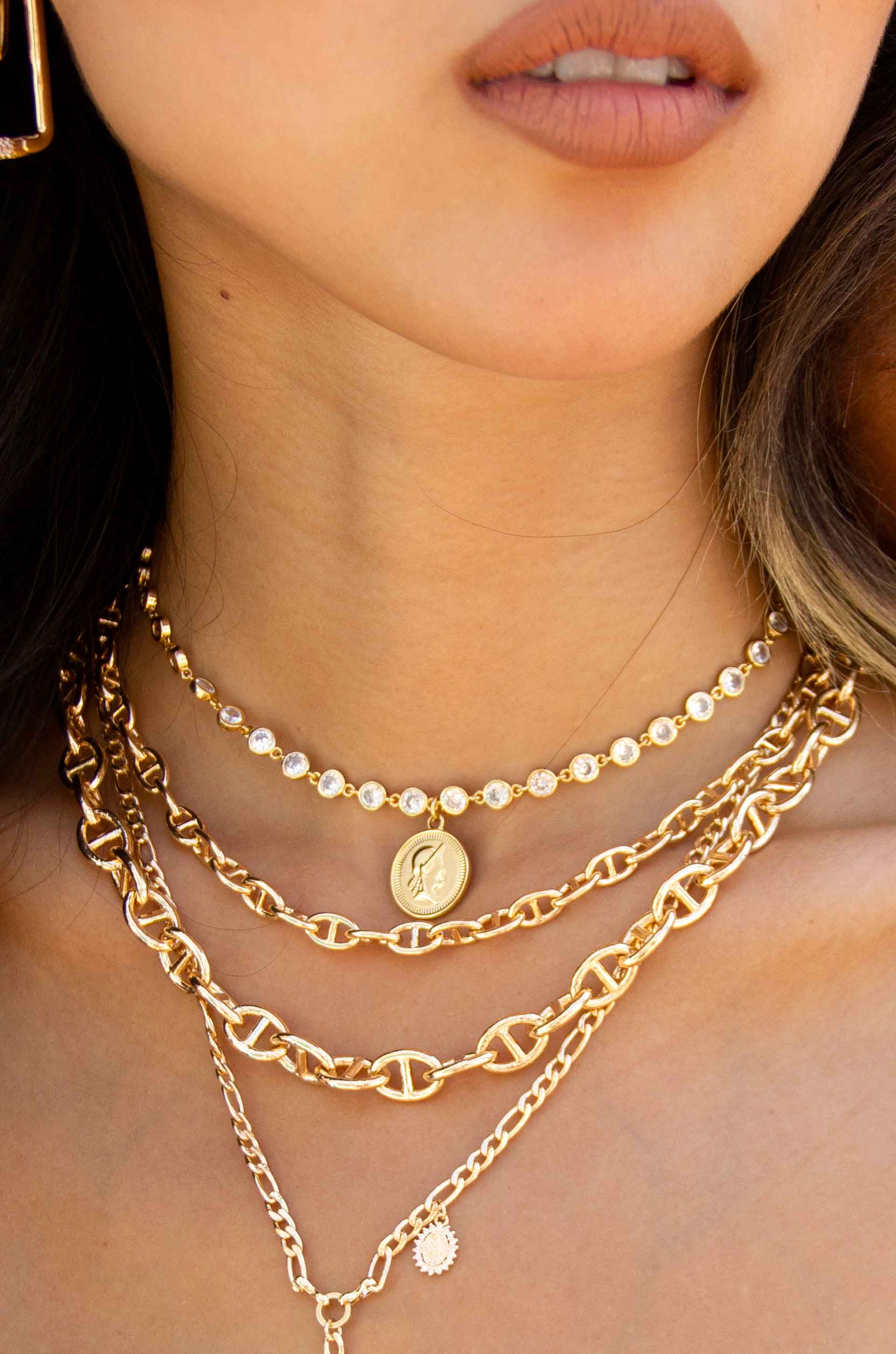 Modern Chains Layered 18k Gold Plated Necklace Set